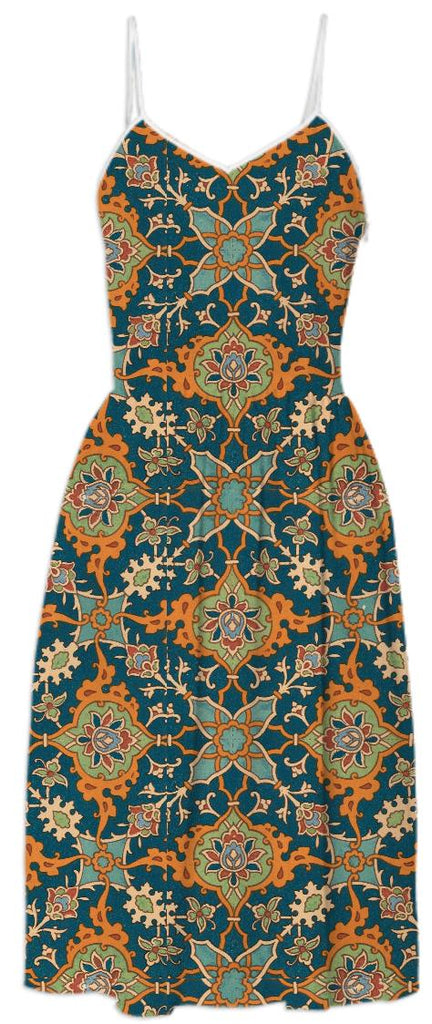 Vintage Floral Damask Summer Dress