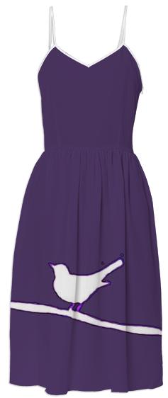 White Bird on a Wire Purple Summer Dress