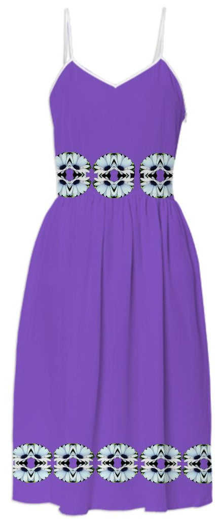 White Daisies on Purple Summer Dress