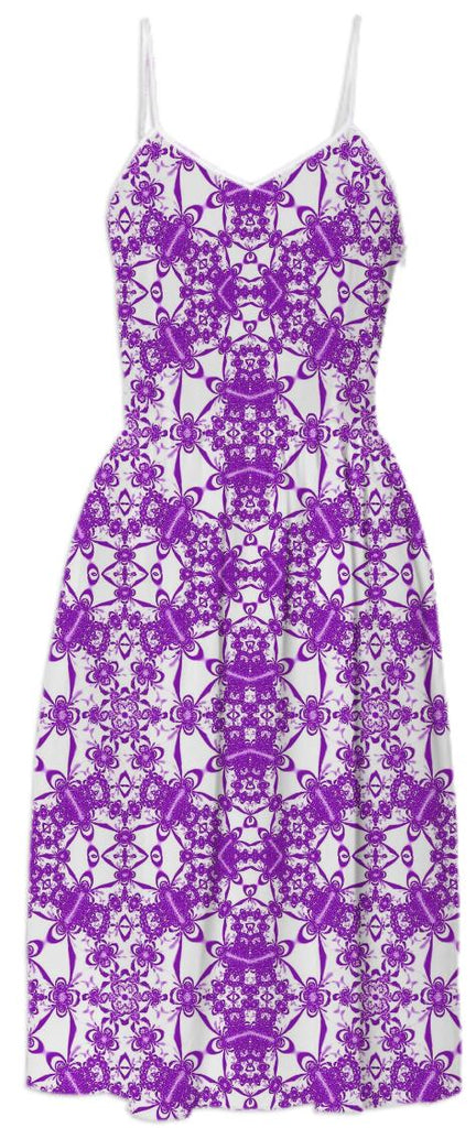 White Purple Lace Summer Dress