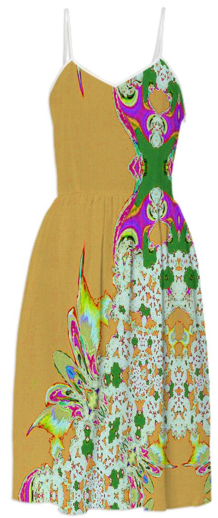 Yellow Feathers n Lace Summer Dress