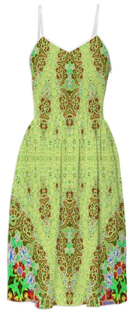 Yellow Fractal Lace Summer Dress