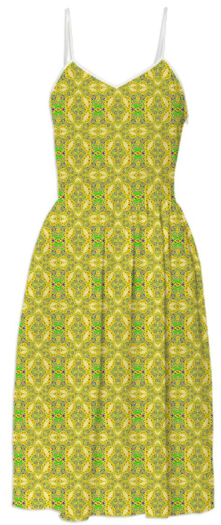 Yellow Green Pattern Summer Dress