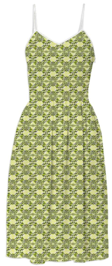 Yellow Leaf Fractal Summer Dress