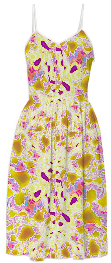 Yellow Purple Abstract Summer Dress