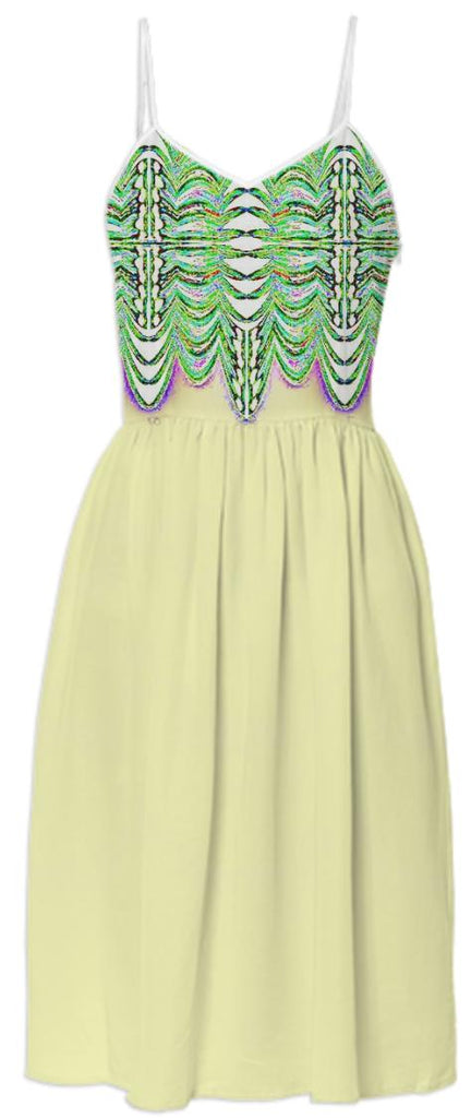 Yellow with Green Pattern Top Summer Dress