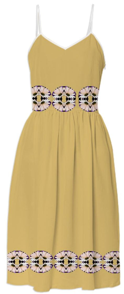 Yellow with Pink Daisies Summer Dress