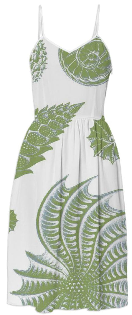 Green Shell Print Dress