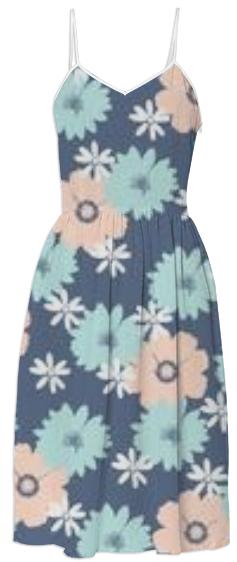 Lovely Pink and Blue Floral Summer Dress