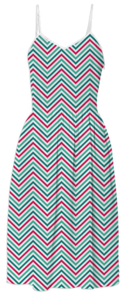 Pink and Teal Chevron Summer Dress