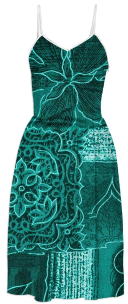 Turquoise Patchwork Dress
