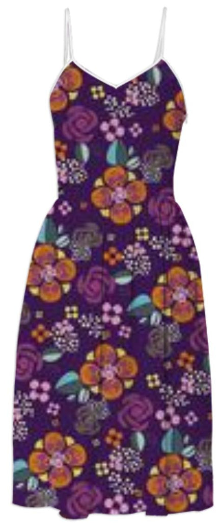 Vintage Floral Dress Purple