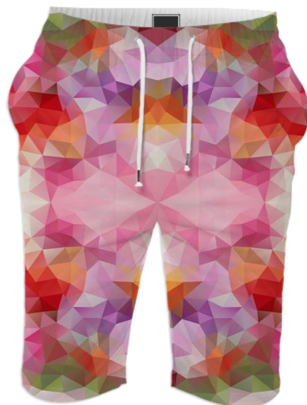 POLYGON TRIANGLES PATTERN PINK RED VIOLET ABSTRACT POLYART GEOMETRIC FLOWERS
