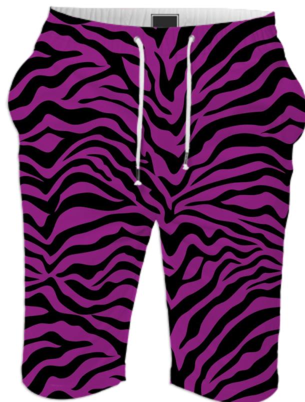 Purple and Black Zebra Print Shorts