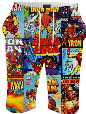Xrown Iron man comic cover summer shorts