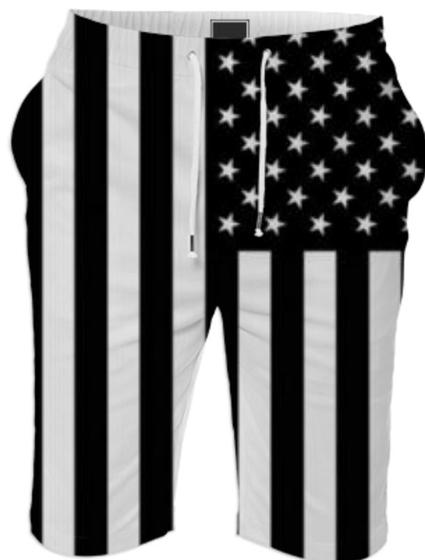 Black and White American Flag Short