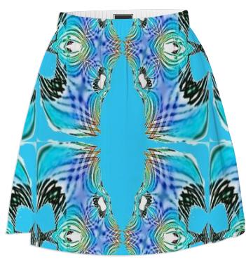 Aqua Blue Abstract Summer Skirt