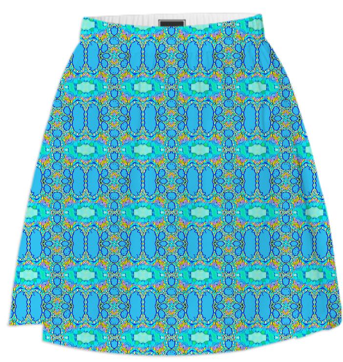 Aqua Blue Pattern Summer Skirt