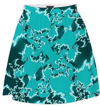 Aqua Fractal Summer Skirt