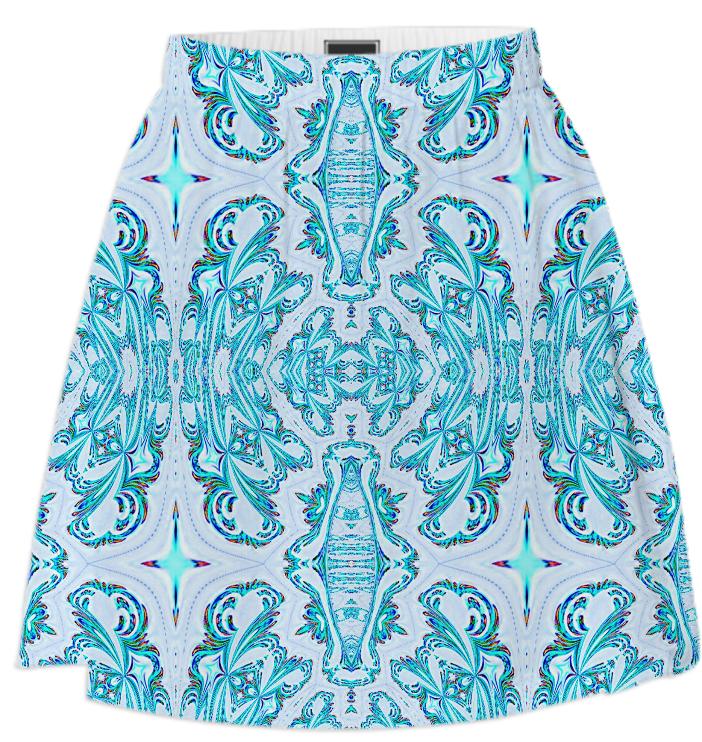 Aqua Pattern Summer Skirt