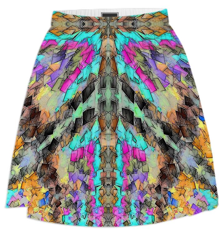 Aqua Pink Pixel Pattern Summer Skirt