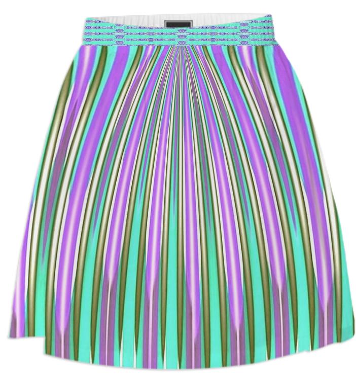 Aqua Purple Stripe Summer Skirt
