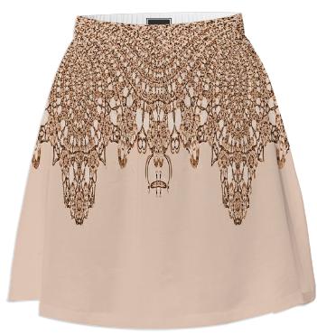Beige Brown Lace Summer Skirt