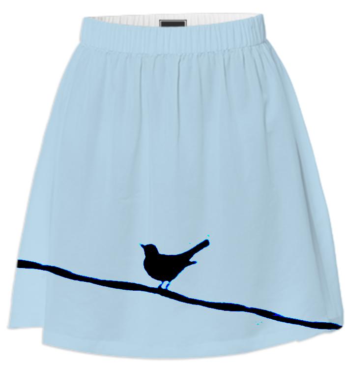 Bird on a Wire Blue Summer Skirt