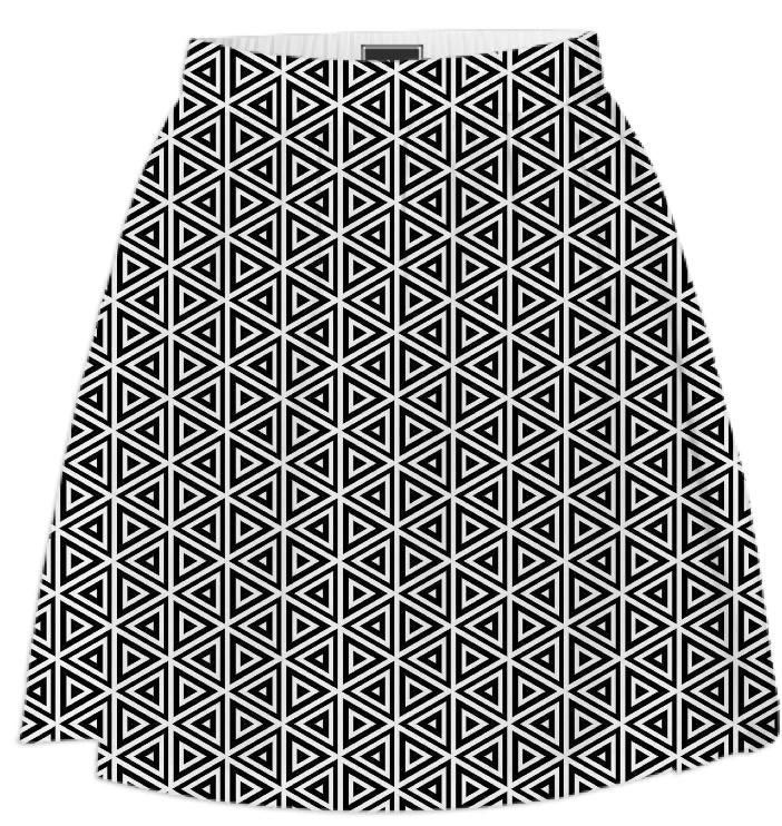 Black and White Triangles Pattern Skirt