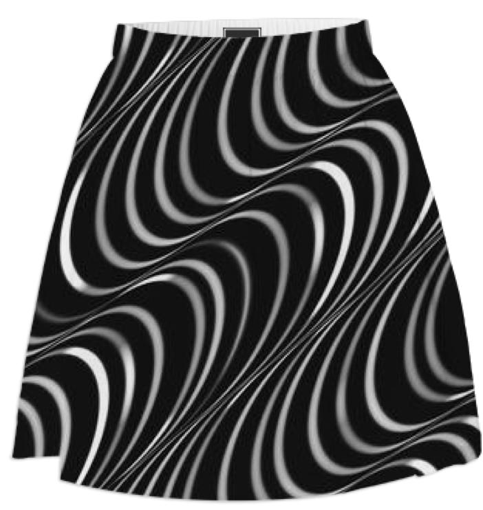 Black and White Waves Skirt