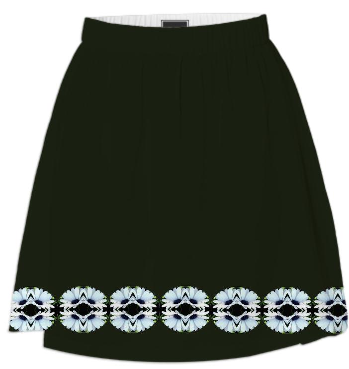 Black with White Daisies Summer Skirt