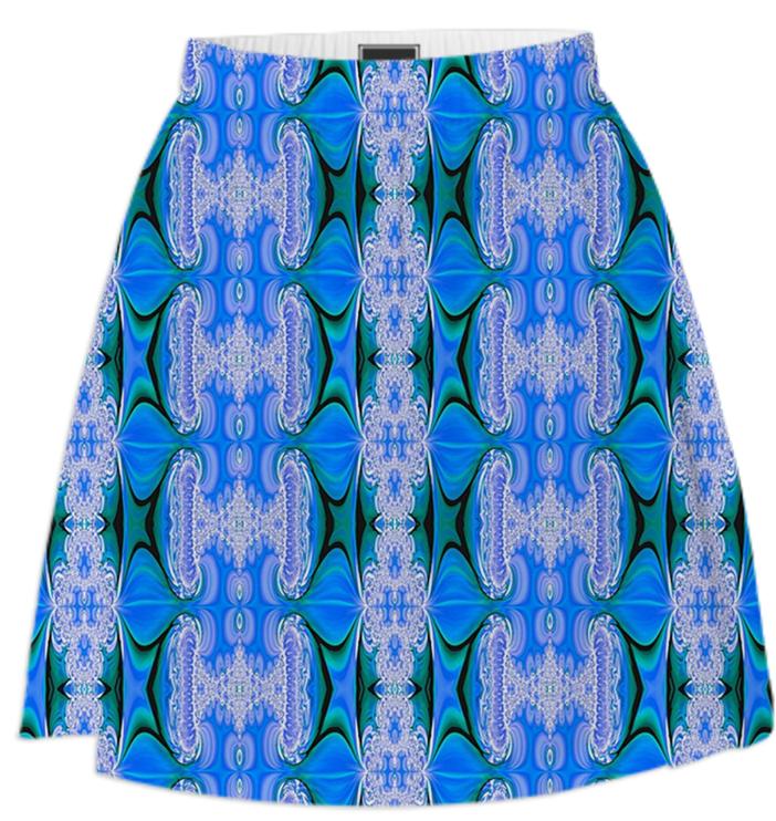 Blue Abstract Pattern Summer Skirt