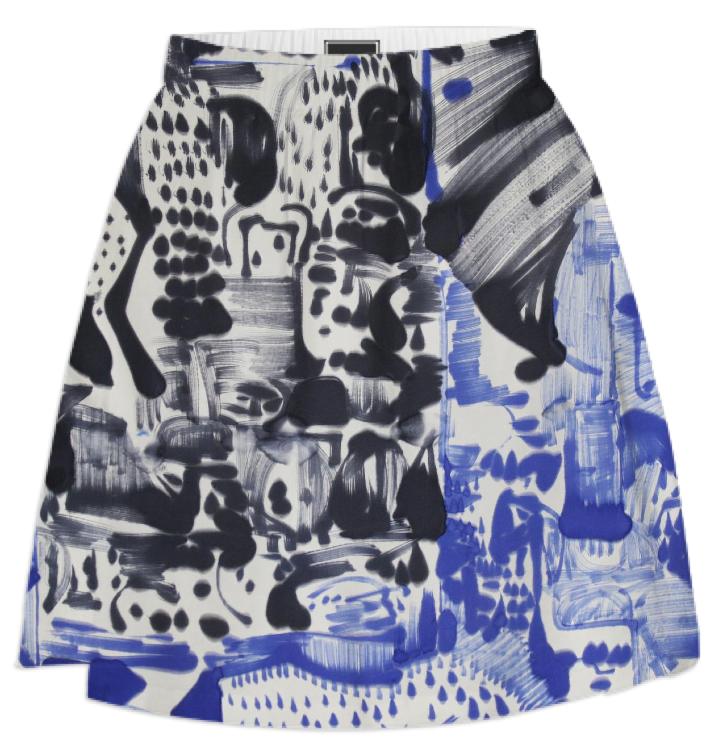 PAOM, Print All Over Me, digital print, design, fashion, style, collaboration, fort-makers, fort makers, Summer Skirt, Summer-Skirt, SummerSkirt, Blue, Black, Towns, spring summer, unisex, Poly, Bottoms
