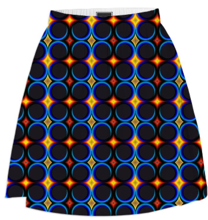 Blue Circles and Yellow Diamonds Skirt