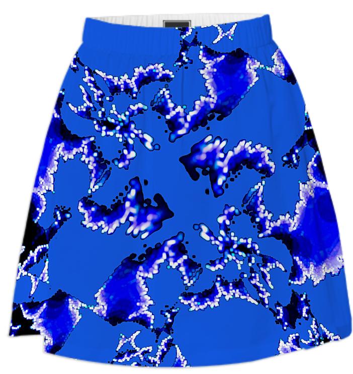 Blue Fractal Pattern Summer Skirt