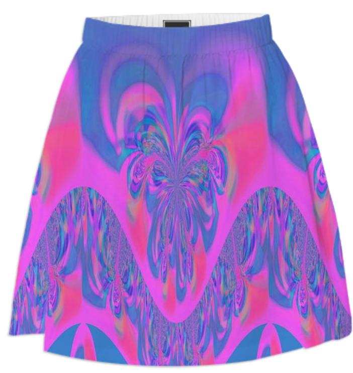 Blue Pink Abstract Summer Skirt