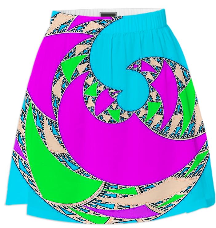 Blue Pink Swirl Summer Skirt