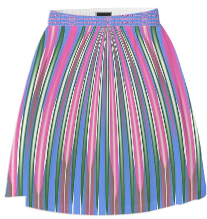 Blue Pink White Stripe Summer Skirt