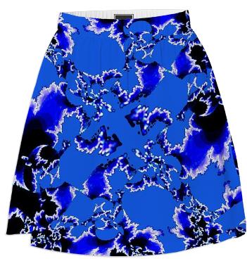 Blue White Fractal Summer Skirt
