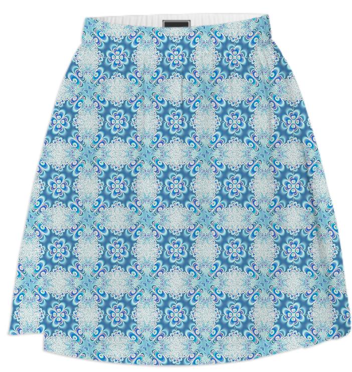 Blue White Lace Summer Skirt