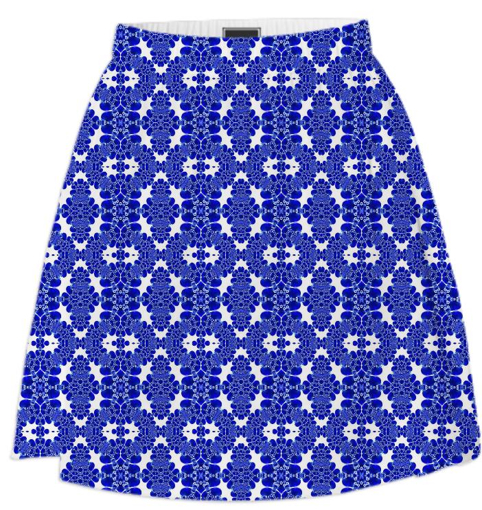 Blue White Pattern Summer Skirt