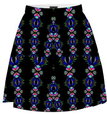 Colorful Pattern on Black Summer Skirt