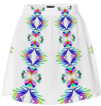 Colorful Pattern on White Summer Skirt