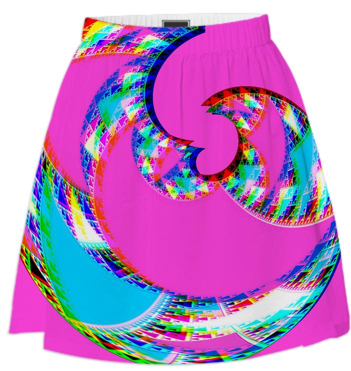 Colorful Pink Abstract Summer Skirt