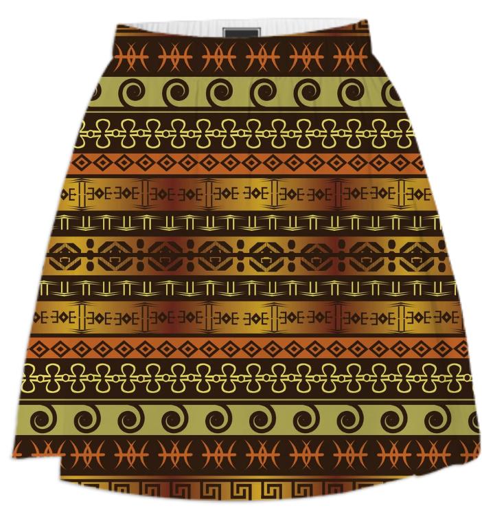 Contemporary Golden Tribal Pattern Skirt