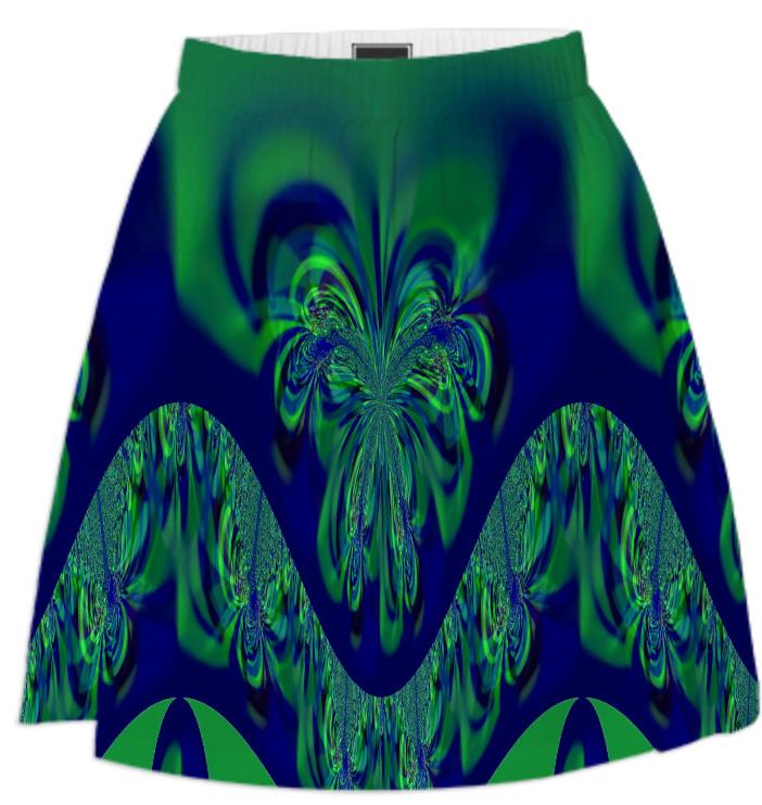 Dark Green Navy Abstract Summer Skirt