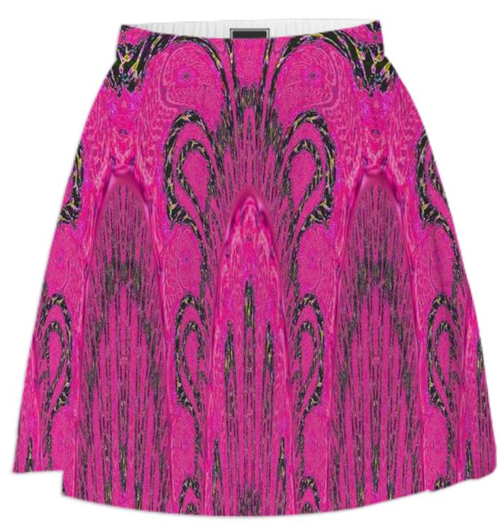 Dark Pink and Black Abstract Summer Skirt