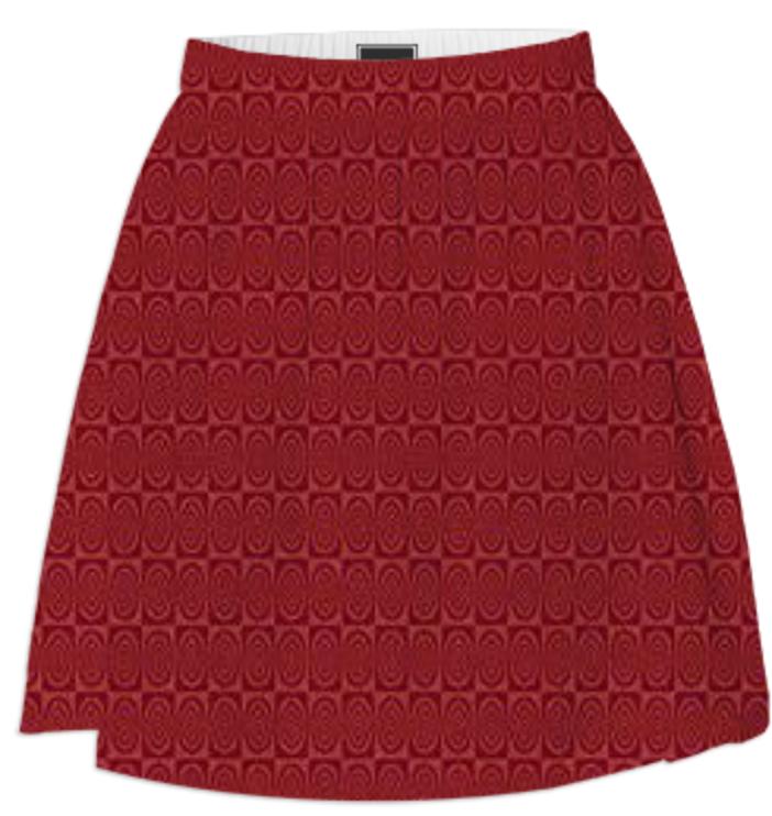 Dark Red Geometric Summer Skirt