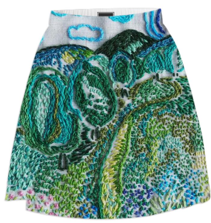 embroidered skirt digitally printed