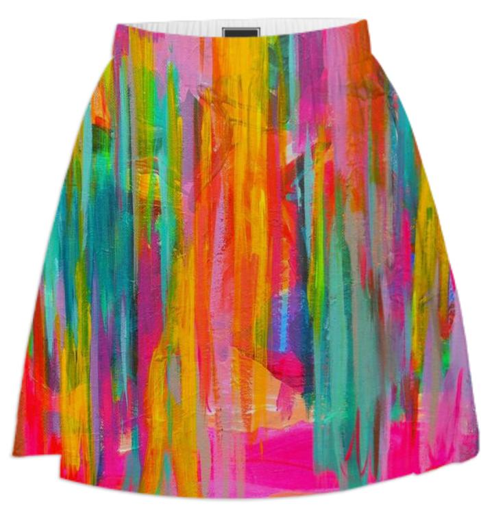 Flannery Double Neon Abstract Summer Skirt